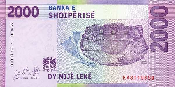 Албания: 2000 леков 2020 г. (реверс)