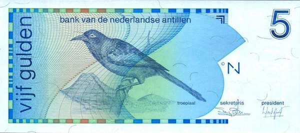 Нидерландские Антиллы: 5 гульденов 1986-1994 г. (аверс)