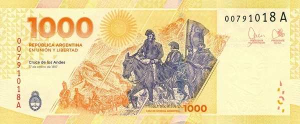 Аргентина: 1000 песо (2023 г.) (реверс)