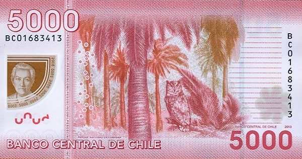 Чили: 5000 песо 2012-2021 г. (реверс)