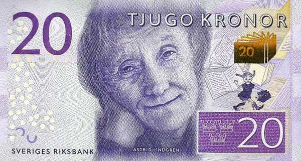 Швеция: 20 крон (2015-2024 г.) (аверс)